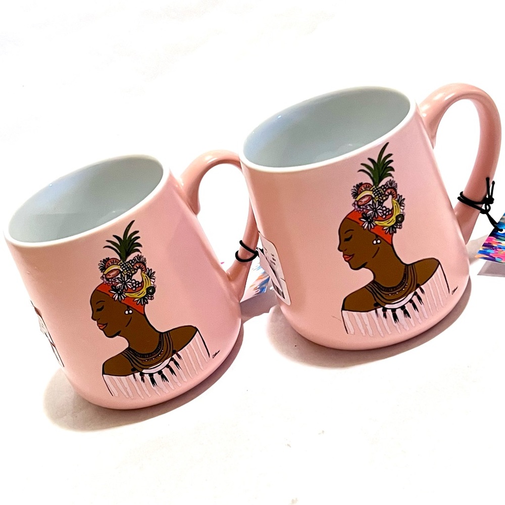 EttaVee African American Woman Ceramic Mug Pink 20oz